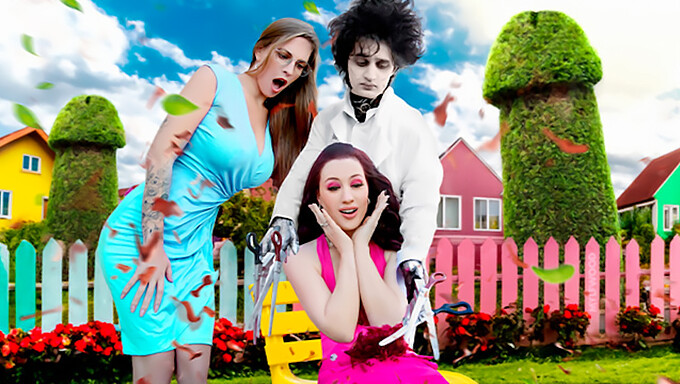 Edward Scissorhands Parody With Two Hot Milfs Shaving Their Bushes And Fucking Hard