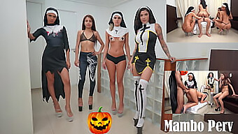 Four Naughty Nuns Engage In A Sexual Ritual And Reverse Gangbang On Halloween (Atm, Atogm, Anal, Blowjob, Gangbang, Group Sex, Oral, Negro Top)